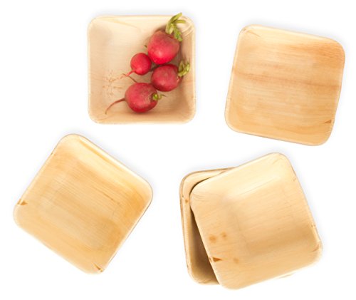 Leafily Palm Leaf Bowls - 5.5 inch Square - Heavy Duty - Elegant - 100% Compostable - Better than Bamboo or Wood - Disposable - Biodegradable - Premium Party Bowls - USDA Certified - 22 Count