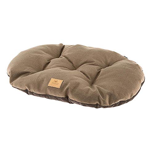 Ferplast Cat And Dog Cushion Stuart 89/10, Double-Sided, Tweed And Soft Velvet, Washable, Brown, XL