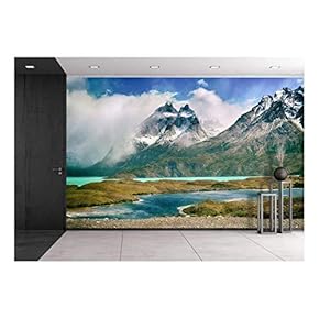 Landscape with Mountain and River - Removable Wall Mural | Self-Adhesive Large Wallpaper - 66x96 inches