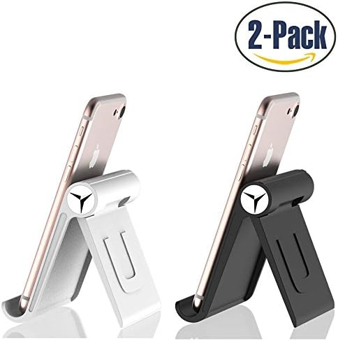 Adjustable Cell Phone Stand,Tablet Stand Desktop Holder for iphone X 8 7 6 6s plus 5 5c Nintendo Switch Samsung Tab Galaxy S7 Note 8 iPad 10.5 Kindle Tablet Ereader (2 PACK-White and Black)