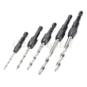 Generic 5pcs Quick Change Twist Drill Bits Set Hex Shank High Speed Steel Wood Cutter Reamer Bits Hole Saw Tools 2mm/3.2mm/4mm/5mm/6mm