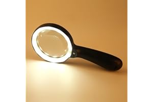 Lighted Magnifying Glass 10X Handheld with 12 LED Illuminated Ring Large Reading Magnifier for Seniors Repair Coins Hobbies, 