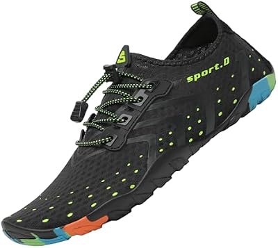 Badeschuhe Damen Herren Wasserschuhe Schwimmschuhe Schnelltrocken Aquaschuhe Strandschuhe Leicht Neoprenschuhe Surfschuhe rutschfeste Tauchschuhe Wassersportschuhe Stil 1:Schwarz Gr.42 EU