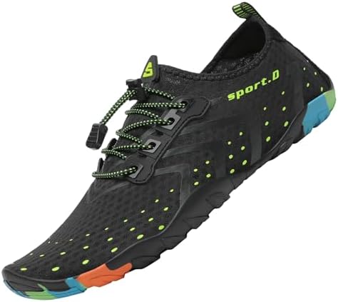 Badeschuhe Damen Herren Wasserschuhe Schwimmschuhe Schnelltrocken Aquaschuhe Strandschuhe Leicht Neoprenschuhe Surfschuhe rutschfeste Tauchschuhe Wassersportschuhe Stil 1:Schwarz Gr.42 EU