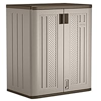 Suncast Base Storage Cabinet - Resin Construction for Garage Storage - 36" Garage Organizer with Shelving Holds up to 75 lbs. - Platinum Doors & Slate Top