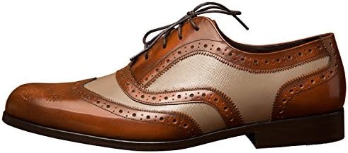 iTailor Men's Handmade Shoes: Dual Tone Burnished Brown Wingtip Brogue with Textured LeatherUS 16
