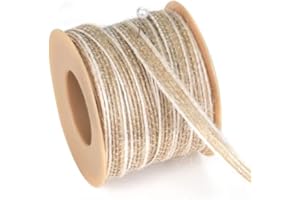 Dokpav 10m Natural Burlap Ribbon, Jute Hessian Ribbon, Rustic Jute Craft Ribbon, Braided Hemp Rope Ribbon, Vintage Gift Ribbo