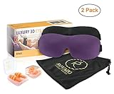ROVAZO - 3D Sleep Mask and Ear Plug Travel Set 2 Pack – Super Soft Contoured Adjustable Black Out Eye Shades - Premium, Comfortable Silicone Ear Plugs - for Planes and Naps - Bonus Pouch