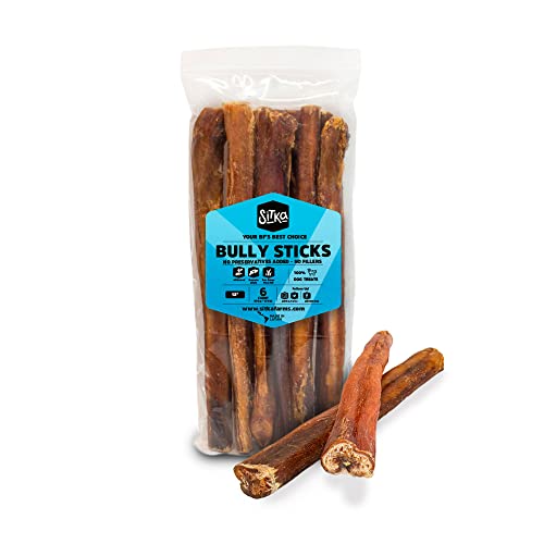 SITKA Farms Premium Bully Sticks XL 12 inch Natural and Long Lasting