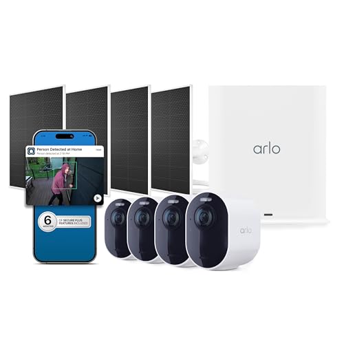 Arlo Ultra Security Camera 4K HDR (3rd Gen) - 4-Cam + 4 Solar + 6 Mo Plan