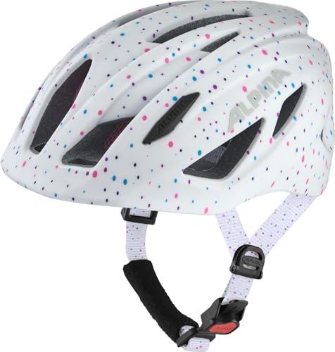 ALPINA PICO Flash Kinderfahrradhelm, White Polka dots Gloss, 50-55 cm