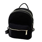 VIASA Women Gold Velvet Small Backpack School Book Shoulder Bag(Black)