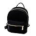 VIASA Women Gold Velvet Small Backpack School Book Shoulder Bag(Black)