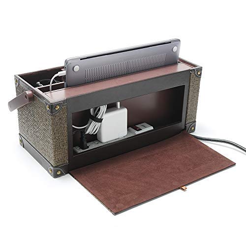 Portable Charging Center for Tech Gear with Hidden 6-Outlet Surge Protector and 4 USB Power Station Take Your Phone Laptops and Tablets Anywhere! Rattan Finish Made by G.U.S of San Francisco