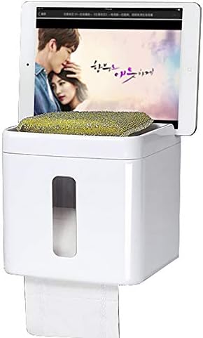 YIQIANDS Waterproof Toilet Paper Frame，Tissue Dispenser, ABS Plastic Waterproof Box , Self Adhesive and Drilling (White)