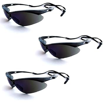 Jackson Safety V30 25688 Nemesis Safety Glasses 3000356 (3 Pair) (Black Frame with Smoke Mirror Lens)