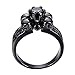 Rongxing Womens Mens Black Sapphire Six Claws And Four Skulls Black Ring Wedding Size 6-10