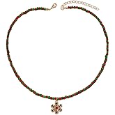 Kokoma Snowflake Pendant Necklace for Women Cubic Zirconia Flower Beaded Charm Link Chain Adjustable Stacking Choker Christmas Festive Party Jewelry