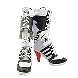 Womens Cosplay Halloween White PU Pleather Shoes High Heel Boots 3.6 incehs (Female US 7.5)