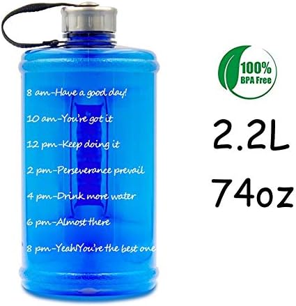 VLUNT HOME 2.2L/73OZ Large Water Bottle Big Capacity Leak Proof Anti-Fall Explosion-Proof Sports Jug with Handle, Half Gallon Huge Hydrate Drinking Container Fitness Travel Gym with Time Marker Times