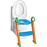 Potty Trainer Toilet Chair Seat with Sturdy Non Slip Step Stool Ladder w/Handles - 3-in-1 Trainer for Kids & Toddlers Boys & Girls - Comfortable, Safe, Clean
