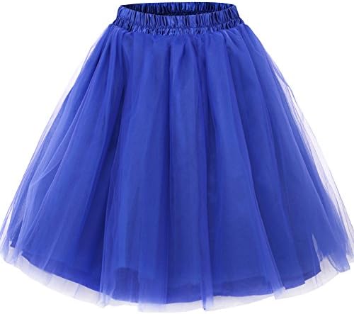 Women A Line Knee Length Tulle Skirt Formal Tutu for Prom Party Wedding (5XL, Royal blue)