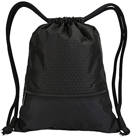 ALIXIN-Nylon Large Capacity Double Sturdy Drawstring Bag With Pockets Waterproof Sports Large Backpack，Water Resistant Gym Backpack，Basketball Football Bag,Suitable for Teens Adults.