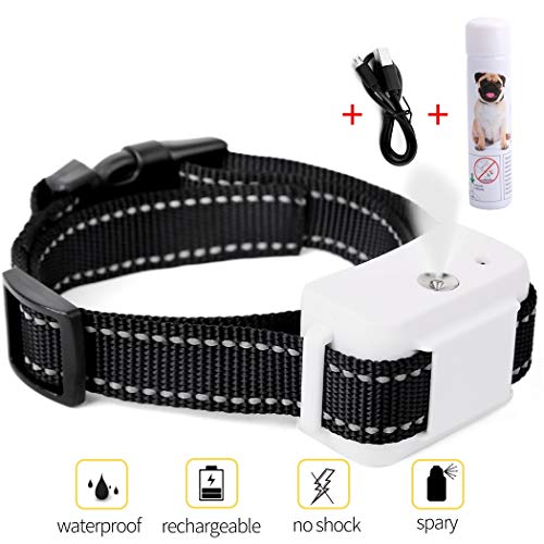 Dog Bark Collar, Jing Cheng Compact Anti-Bark Dog Spray Bark Collar with Auto-Barking Detection , Adjustable Sensitivity, Humane, Rechargeable and Waterproof for Small Medium Large Dogs