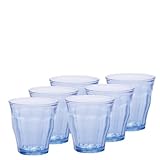 Duralex 1026BB06/6 Made in France Picardie Marine Glass Tumbler Drinking Glasses, 7.75 ounce - Set of 6, Marine Blue