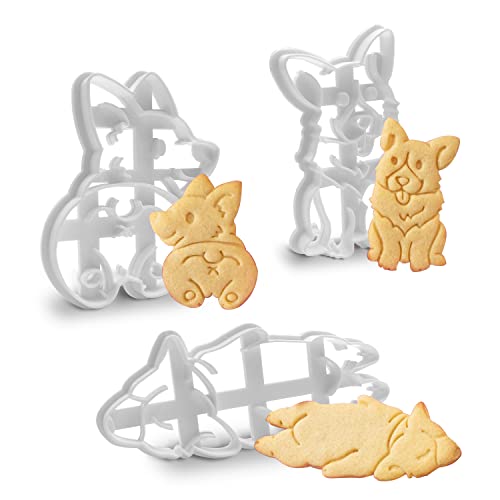 Cookie Cutters 3D Dog Cookie Molds, 3 Pieces Cookie Cutters for Kids, Happy Sleep