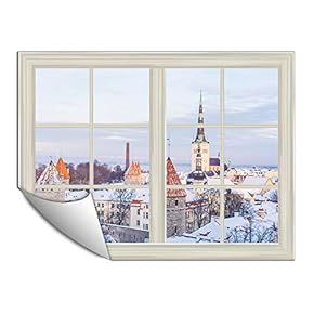 Wall Paper Small Wall Mural Snowscape Out of The Window Wall Art Removable Wall Decoration for Bedroom Living Room - 24x32 inches