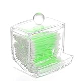 Richboom Clear Acrylic Q-tips Cotton Swabs Holder Cotton Bud Storage Box - Cosmetic Organizer For Cotton Pads, Cotton Swabs, Q-Tips, Make Up Pads, Cosmetics - For Bathroom & Vanity