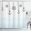 Ambesonne Anchor Shower Curtain, Hanging Nautical Steering Wheel and Anchors Abstract Ocean Waves, Cloth Fabric Bathroom… 416pGR3I9zL. SS100
