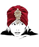 I VVEEL Women's Knit Turban with Rhinestone Applique