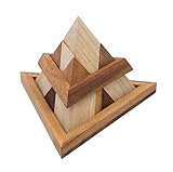 Triangle Pyramid: Handmade Challenging STEM 3D Brain Teaser Wooden Puzzle for Adults from SiamMandalay with SM Gift Box(Pictured)