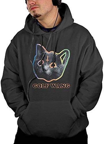 Xiaomaidou Men's Golf Wang Graphic Cotton Black Fleeces with Pocket