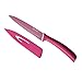 Hecef 6pcs Stainless Steel Colorful Knife Set - Colored Knife Set with Matching Color Case - Parling Utility Slicing Bread Chefs Knife all with Knife Cover/Sheath