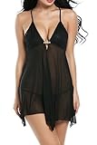 Avidlove Women Lace Babydoll Deep V-Neck Dress Sexy Lingerie With G-String Set