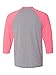 Hanes X-Temp Three-Quarter Raglan Sleeve Baseball Shirt XL Light Steel/Neon Pink
