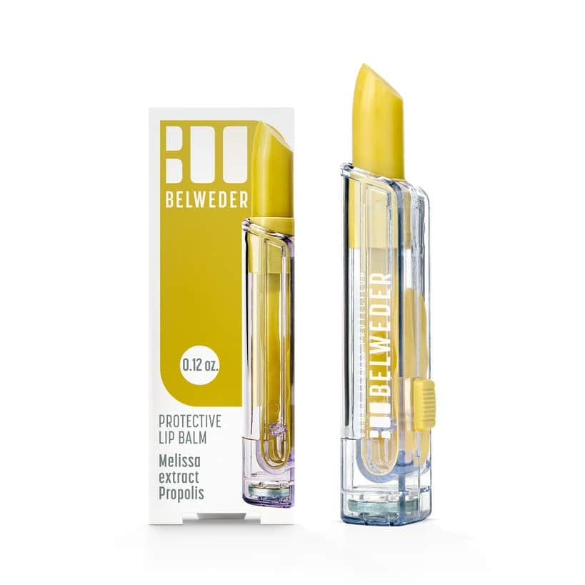 BELWEDER - Protective Lip Balm with Lemon Balm Propolis Extract - Protection, Hydration and Regeneration of Lips - Lipstick Transparent - Lip Care for Men and Women (1 Stick of 3,5g)