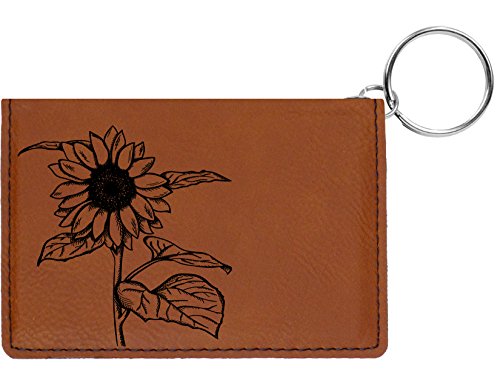 Joyous Sunflower Laser Engraved Leatherette Keychain Wallet