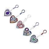 Key Fob 5PCS, Keychain Diamond Painting Key Chain Key Holder Ring Keyring Keyfob Full Drill Diamond 5D DIY Needlework Handcraft Cross Stitch Cartoon Gift for Kids Adults Girls (Multicolor)