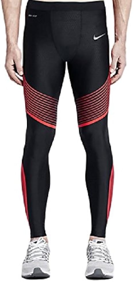 Amazon ナイキ Nike パワースピード メンズ ランニングタイツ ロングタイツ 紳士 男性用 スパッツ レギンス インナー アンダーウェア コンプレッション スポーツタイツ Lサイズ 015 ブラック Bクリムゾン コンプレッションタイツ 通販