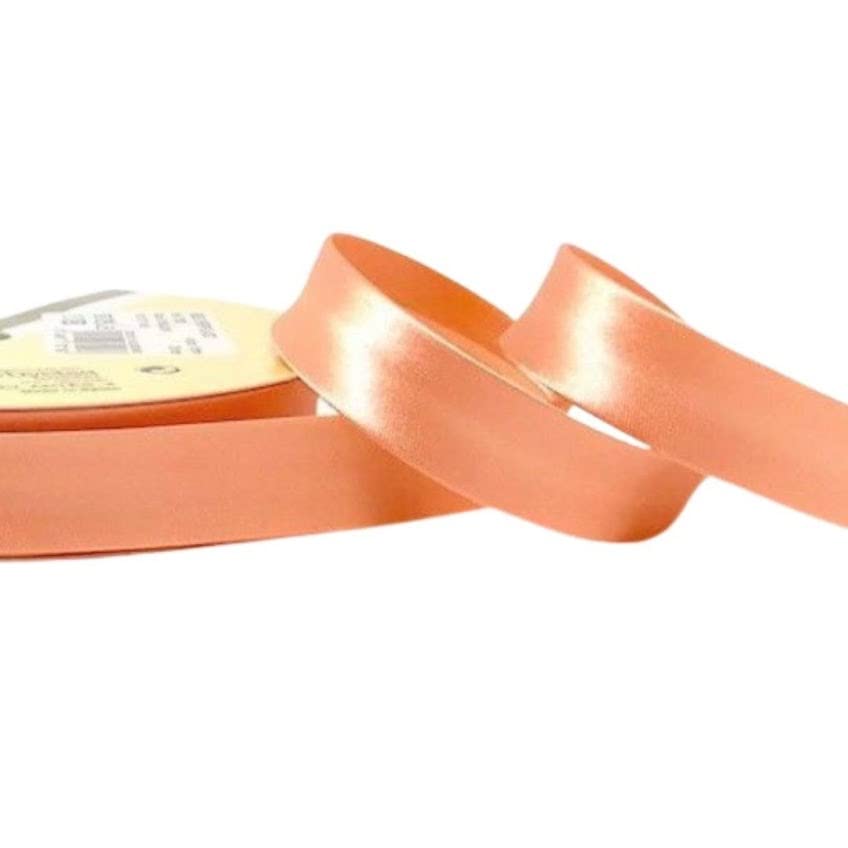Plush Addict Single Fold Satin Bias Binding Tape for Sewing, Edging, Stitching, Hemming, Trimmings, Accessories, Outfits and Crafts - Peach - 18mm Wide x 5 Metre