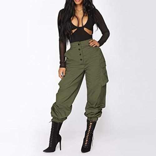 Womens High Waist Harem Baggy Hip Hop Dance Jogging Sweat Pants Slacks Trousers (S, Army Green)