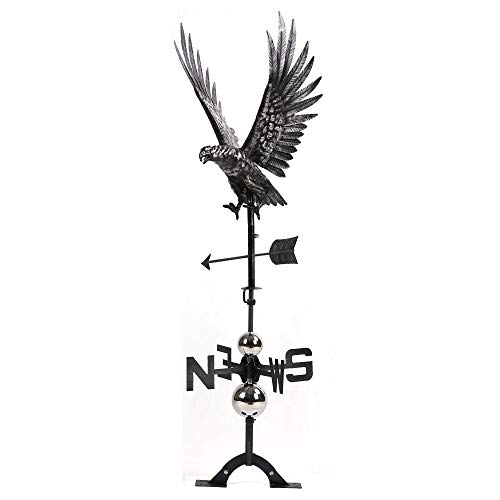 IORMAN Handmade 3D Weathervanes, Stainless Steel Matt Aged, Home Garden Roof Weather Vane Ornaments (Eagle) - Thumbnail 2