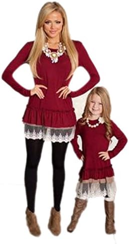 Summer Jun Mother and Daughter Lace Stitching Dress Family Look Clothes women XL