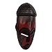 NOVICA Nigerian Red And Black Handcrafted African Rubberwood Mask With Brass Accents, 'Harvest Joy'