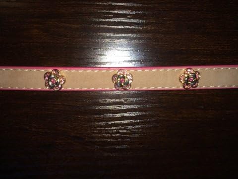 Coco Lane Couture Dog Collar Genuine Leather Pink BLING Rosette