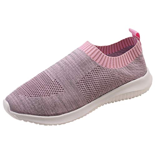 Women's Fashion Sneakers Breathable Mesh Casual Sport Shoes Comfortable Walking Shoes (Pink -5, US:7.0)